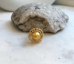 11.5mm South sea golden ocean pearl Ring: Extreme luster mirrored, S925 silver adjustable Vintage Ring.