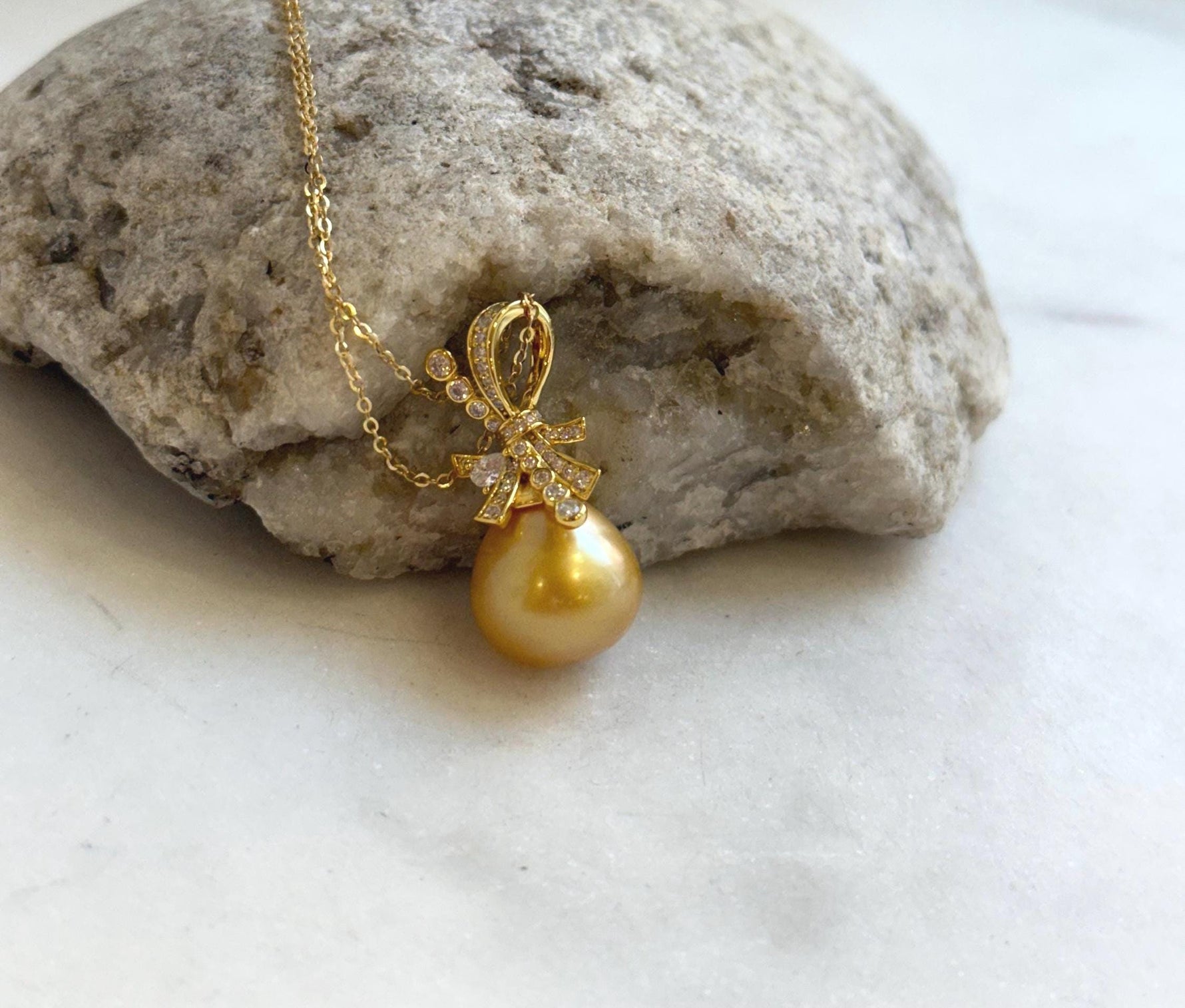 12.6mm South Sea Ocean deep Golden Butterfly bow Pendant:  Extreme Luster mirrored, 2.6cm high, S925 silver pendant chain set. good for her birthday gift