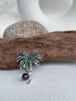 Tahitian Ocean Pearl Tree Brooch Pendant 2in1: Extreme Luster mirrored, 9.1mm, peacock green pearl, 3.6x4.5cm, S925 silver chain.