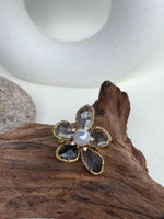 White Pearl Floral Brooch Pendant 2in1: Extreme Luster mirrored, 9.3mm, white pearl, 3.3x4.1cm, S925 silver chain. gift for her birthday