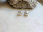 12mm Freshwater Keshi Pearls Earrings: Extreme luster mirrored, white iridescent, S925 silver minimalist earrings studs.