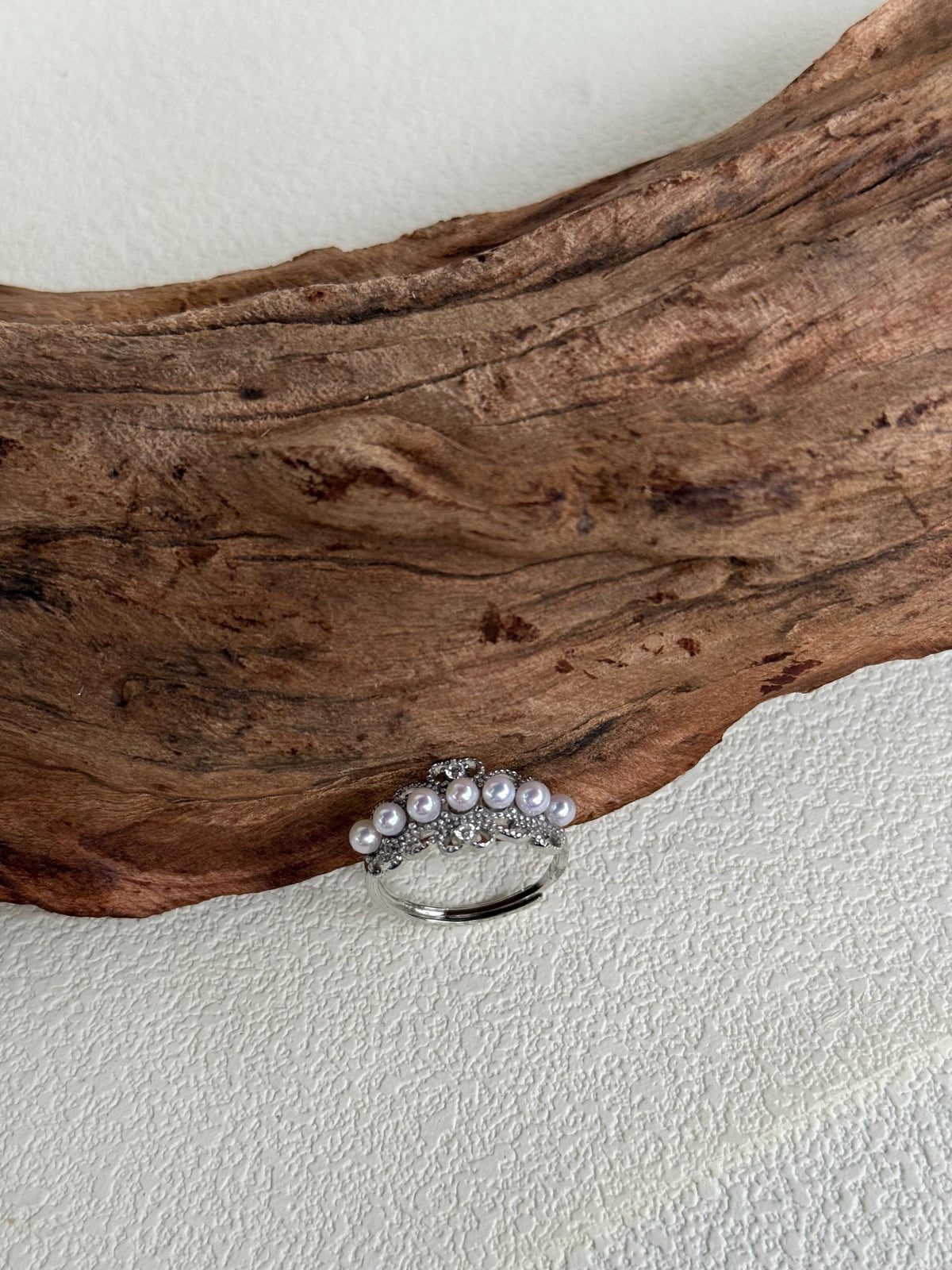 7pcs White Small Pearls Ring: Extreme luster mirrored, 3.1-3.4mm, S925 Silver adjustable Ring.
