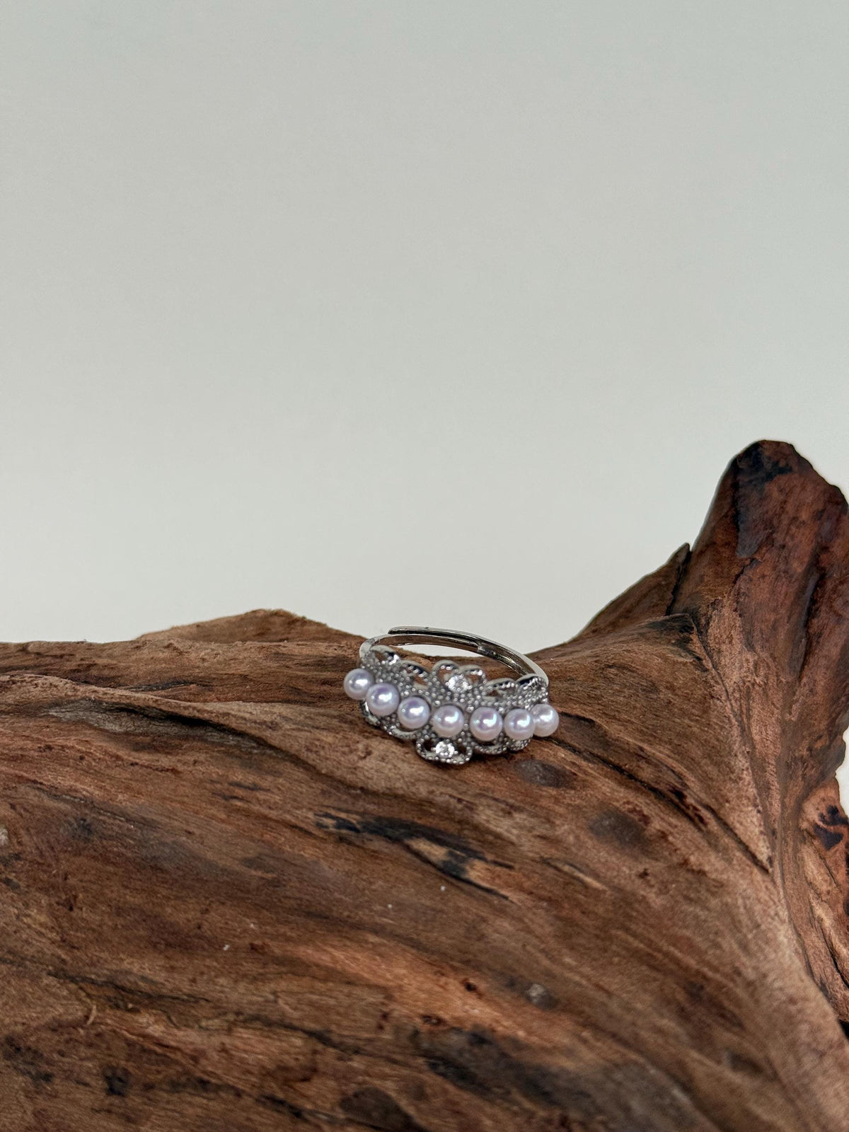 7pcs White Small Pearls Ring: Extreme luster mirrored, 3.1-3.4mm, S925 Silver adjustable Ring.