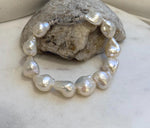 11pcs 12.4-14.6mm Baroque pearls Braclet: Extreme luster mirrored, 8.1”, S925 silver Braclet. gift for her