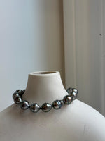 7.5” In Sale 14pcs Tahitian Ocean peacock green Pearls Exceptional Elegant Bracelet unique gift for her, hand knotted.8.7-9.8mm for her birthday gift