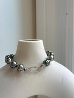 7.5” In Sale 14pcs Tahitian Ocean peacock green Pearls Exceptional Elegant Bracelet unique gift for her, hand knotted.8.7-9.8mm