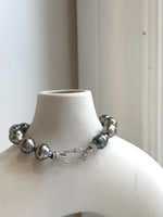 7.5” In Sale 14pcs Tahitian Ocean peacock green Pearls Exceptional Elegant Bracelet unique gift for her, hand knotted.8.7-9.8mm