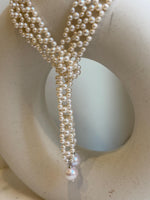 40.2” White Round Pearls Necklace or waist belt: Extreme luster mirrored, thousand pearls.