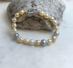 Multicolor Ocean Pearls Bracelet: 19pcs Akoya ocean Australian White ocean Pearls, Extreme luster, 6.7-8.5mm, 7.2” knotted