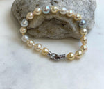 Multicolor Ocean Pearls Bracelet: 19pcs Akoya ocean Australian White ocean Pearls, Extreme luster, 6.7-8.5mm, 7.2” knotted
