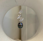 10mm Tahitian ocean butterfly pendant: Extreme luster mirrored, peacock green, 3.2cm high, S925 silver pendant chain set. gift for her anniversary