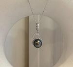 9.5mm Tahitian ocean pearl Gourd pendant: Extreme luster mirrored, peacock green, 2.7cm high, S925 silver pendant chain set.