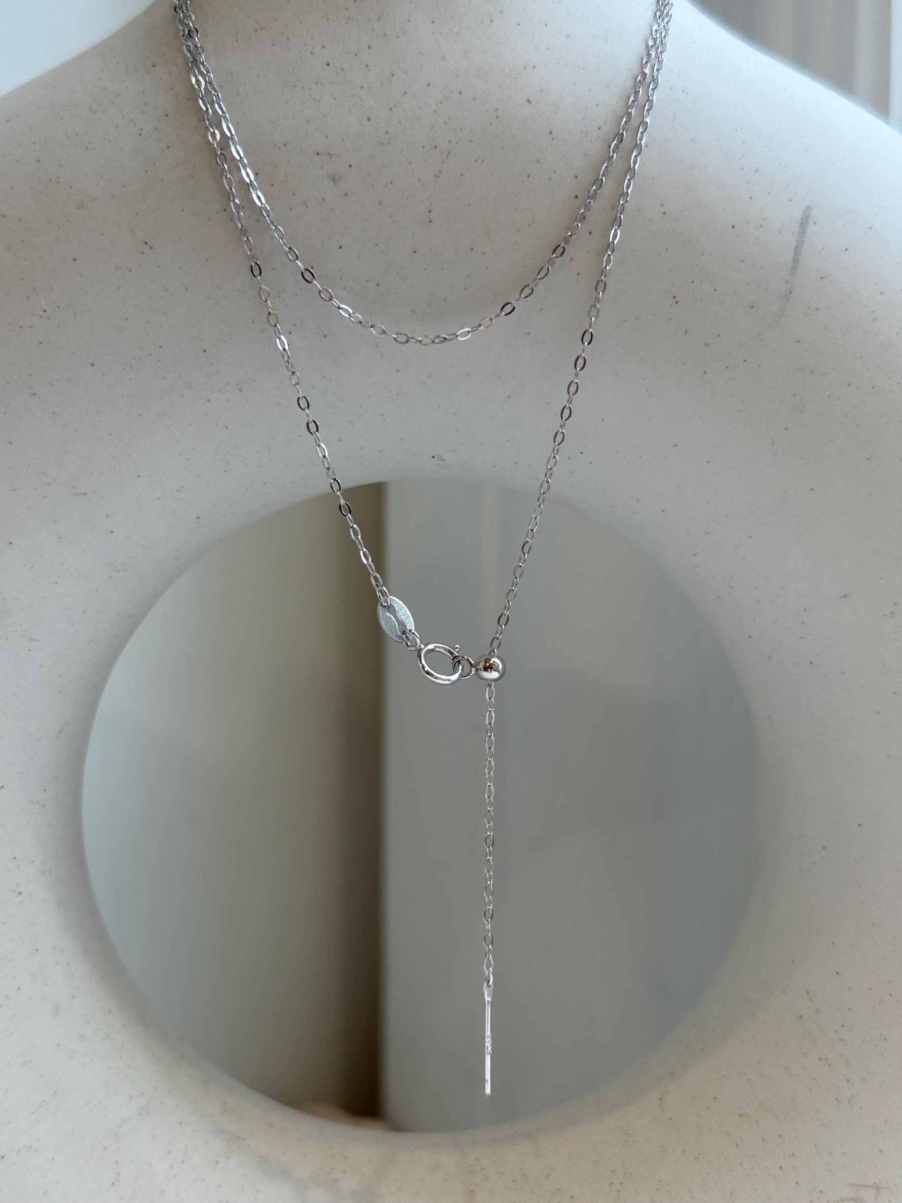 Not for seperate purchase!! s925 silver O chain necklace, adjustable size to 17.3”, with needle for floating pendant.silver