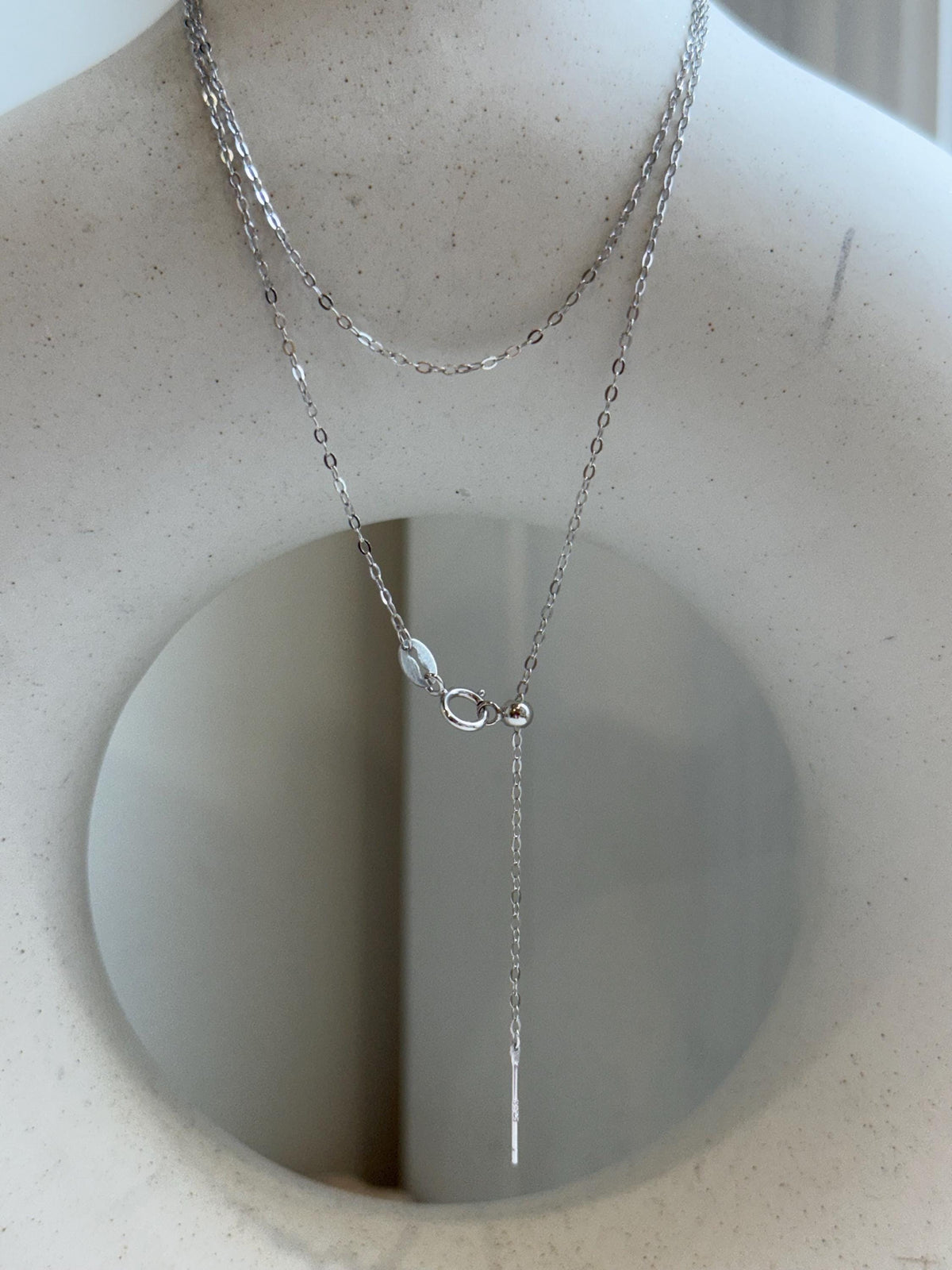 Not for seperate purchase!! s925 silver O chain necklace, adjustable size to 17.3”, with needle for floating pendant.silver