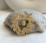 South sea golden pearl Floral Ring brooch pendant 2in1: Extreme strong luster mirrored, 8.5mm, 4.5x4.7cm, s925 silver chain not included.