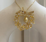 South sea golden pearl Floral Ring brooch pendant 2in1: Extreme strong luster mirrored, 8.5mm, 4.5x4.7cm, s925 silver chain not included. Christmas brooches