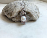 11mm White Edison Pearl pendant: Extreme luster mirrored, cold white pearl, 1.5x4.4cm, S925 silver pendant chain set. gift for her daily wear