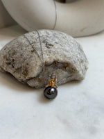 10.7mm Tahitian ocean pendant: Extreme luster mirrored, platinum green brown  pearl, 2.5cm high, S925 silver castle pendant chain set. gift for her daily wear