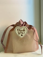 Thank you- Tag, 10x10cm Thick Organza gift bag with handle.