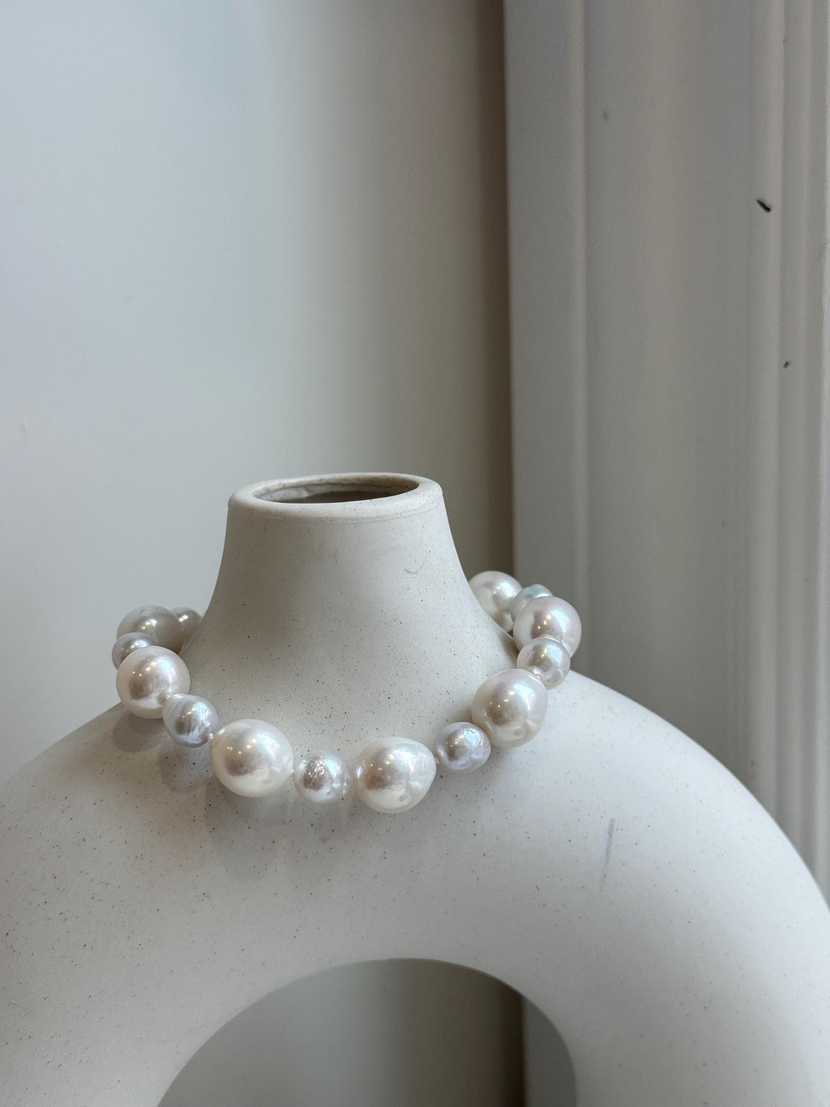 7.6-11.4mm White Pearls Bracelet, Extreme luster mirrored, 8.1” knot, S925 silver bracelet. Gift for her holiday