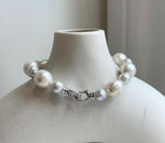 7.6-11.4mm White Pearls Bracelet, Extreme luster mirrored, 8.1” knot, S925 silver bracelet.