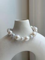 7.6-11.4mm White Pearls Bracelet, Extreme luster mirrored, 8.1” knot, S925 silver bracelet.