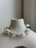 8pcs 10-12.5mm Baroque pearls Braclet: Extreme luster mirrored, 8”, S925 silver Braclet with Crystal Kyanite. gift for her birthday