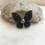 Tahitian Ocean Pearl black butterfly Brooch Pendant 2in1: Extreme luster, 9.8mm peacock green, s925 silver chain for seperate purchase!