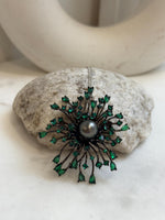 Tahitian Ocean Pearl Fireworks Brooch Pendant 2in1: Extreme luster mirrored, 10.3mm, s925 silver chain, gift for her birthday