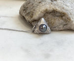 9.1mm Tahitian ocean Triangle pendant: Extreme luster mirrored, platinum green, S925 silver pendant chain set.