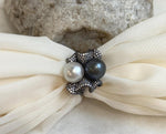 Australian Ocean White Tahitian ocean Double pearls Ring: 10.5-10.9mm, Extreme luster mirrored, Top Thick S925 Silver Adjustable Ring.