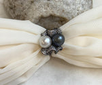 Australian Ocean White Tahitian ocean Double pearls Ring: 10.5-10.9mm, Extreme luster mirrored, Top Thick S925 Silver Adjustable Ring.