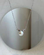8.5mm Akoya blue silver Ocean Pearl pendant: Extreme luster mirrored, 1.1cm high, S925 silver lovely pendant chain set.