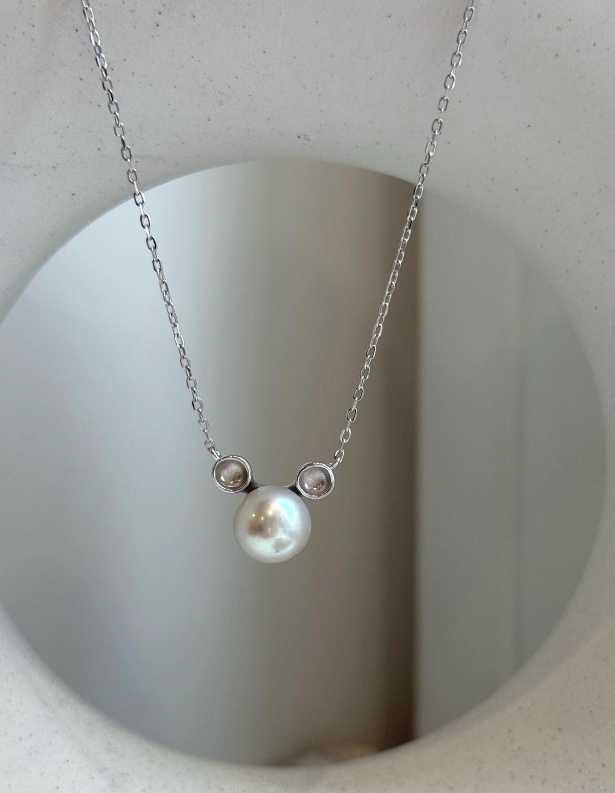 8.5mm Akoya blue silver Ocean Pearl pendant: Extreme luster mirrored, 1.1cm high, S925 silver lovely pendant chain set. gift for her birthday