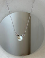 8.5mm Akoya blue silver Ocean Pearl pendant: Extreme luster mirrored, 1.1cm high, S925 silver lovely pendant chain set. gift for her birthday