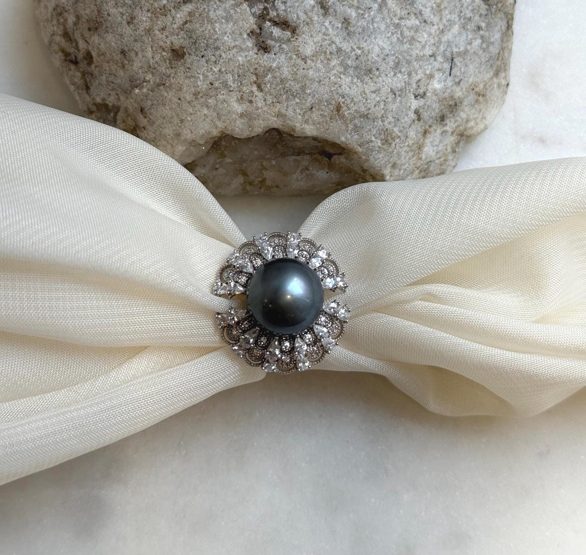 12.9mm Tahitian ocean Pearl Floral Ring: Extreme luster mirrored, 2.3cm Dia, Quite Thick S925 Silver Adjustable Ring.