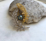 Tahitian Ocean Pearl Vintage Brooch Pendant 2in1: Extreme Luster, 10.3mm, peacock hunter green pearl, S925 silver chain not included.