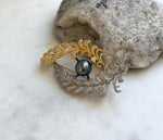 Tahitian Ocean Pearl Vintage Brooch Pendant 2in1: Extreme Luster, 10.3mm, peacock hunter green pearl, S925 silver chain not included.