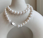 6.7-7.4mm 56pcs white freshwater pearls necklace choker: Extreme luster mirrored, hand knotted, 17.2” S925 silver necklace strand