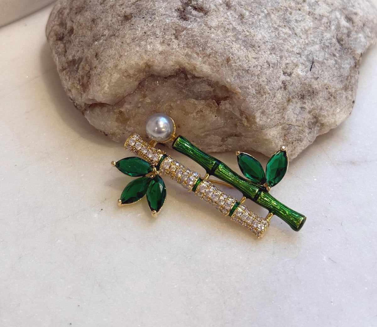 Akoya ocean pearl Bamboo brooch pendant 2in1: Extreme luster mirrored, 7.3mm, Blue silver. s925 silver chain, gift for Christmas