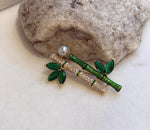 Akoya ocean pearl Bamboo brooch pendant 2in1: Extreme luster mirrored, 7.3mm, Blue silver. s925 silver chain, gift for Christmas