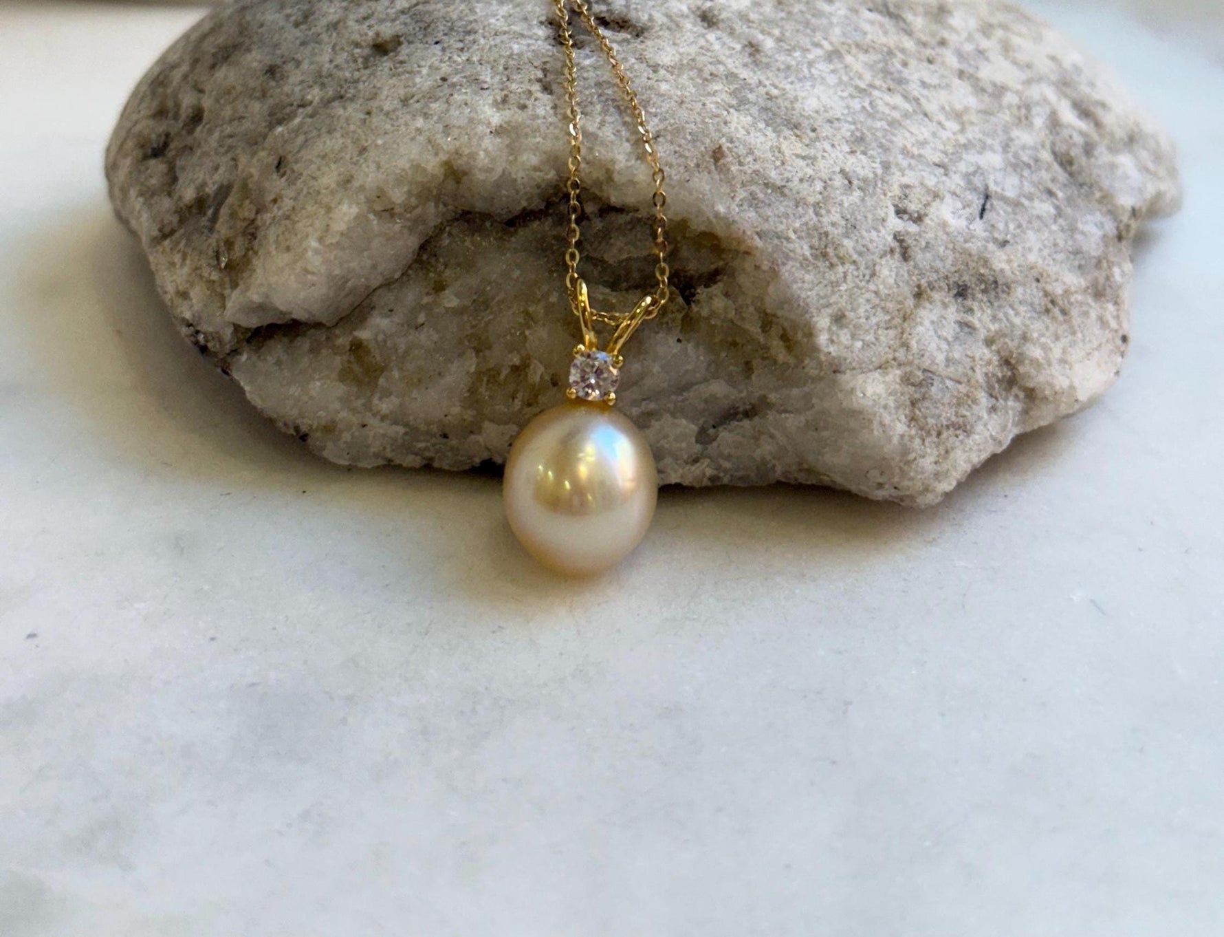 11.6mm South sea golden Pearl pendant: Extreme luster mirrored, champagne gold pearl, 2.2cm high, S925 silver cool pendant chain set.