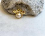 12mm Ivory ocean mabe Bee Pendant brooch 2in1: Extreme luster, S925 silver pendant chain set.