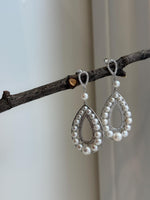 36pcs 3-5.5mm White pearls Earrings: Extreme luster mirrored, 4.8cm high, S925 silver vintage earrings. gift for her holiday gift