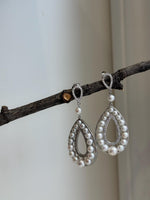 36pcs 3-5.5mm White pearls Earrings: Extreme luster mirrored, 4.8cm high, S925 silver vintage earrings.
