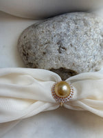 14.2mm South sea golden ocean pearl Ring: Extreme luster mirrored, 2cm dia, S925 silver adjustable Vintage Ring. gift for her retirement