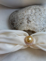 14.2mm South sea golden ocean pearl Ring: Extreme luster mirrored, 2cm dia, S925 silver adjustable Vintage Ring.