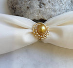 11.5mm South sea golden ocean pearl Ring: Extreme luster mirrored, S925 silver adjustable Vintage Ring.
