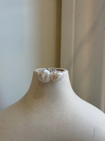 12mm Freshwater Keshi Pearls Earrings: Extreme luster mirrored, white iridescent, S925 silver minimalist earrings studs.
