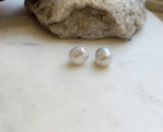 12mm Freshwater Keshi Pearls Earrings: Extreme luster mirrored, white iridescent, S925 silver minimalist earrings studs. gift for her birthday